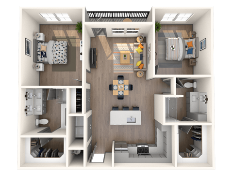 Floor plan for 2 beds, 2 baths, 1108 sqft